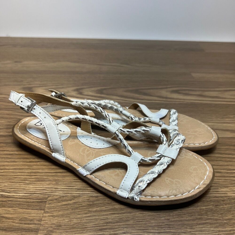 B.O.C‎ white braided leather strappy sandals flats gladiator shoes women 6M